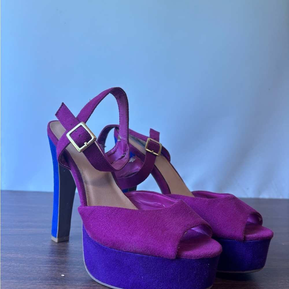 Purple Suede Platform Heels